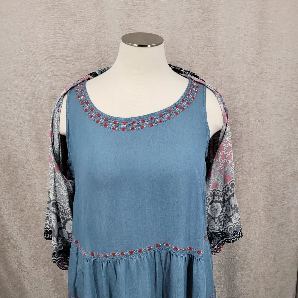 John Mark Sleeveless Tiered Dress & Printed Kimono Bolero Set Plus Size NEW
